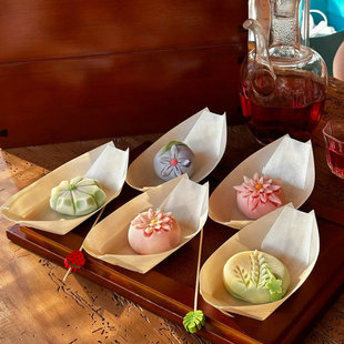 纸船一次性甜品装饰点心小吃零食蛋糕木皮船创意摆盘纸托船型盘子