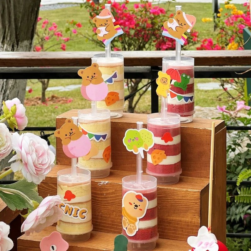 婚礼多巴胺甜品台推推乐慕斯杯烘焙蛋糕装饰烘焙插牌插件摆件贴纸