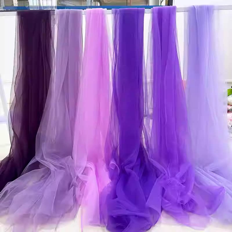 紫色纱幔瀑布纱生日派对布置网纱