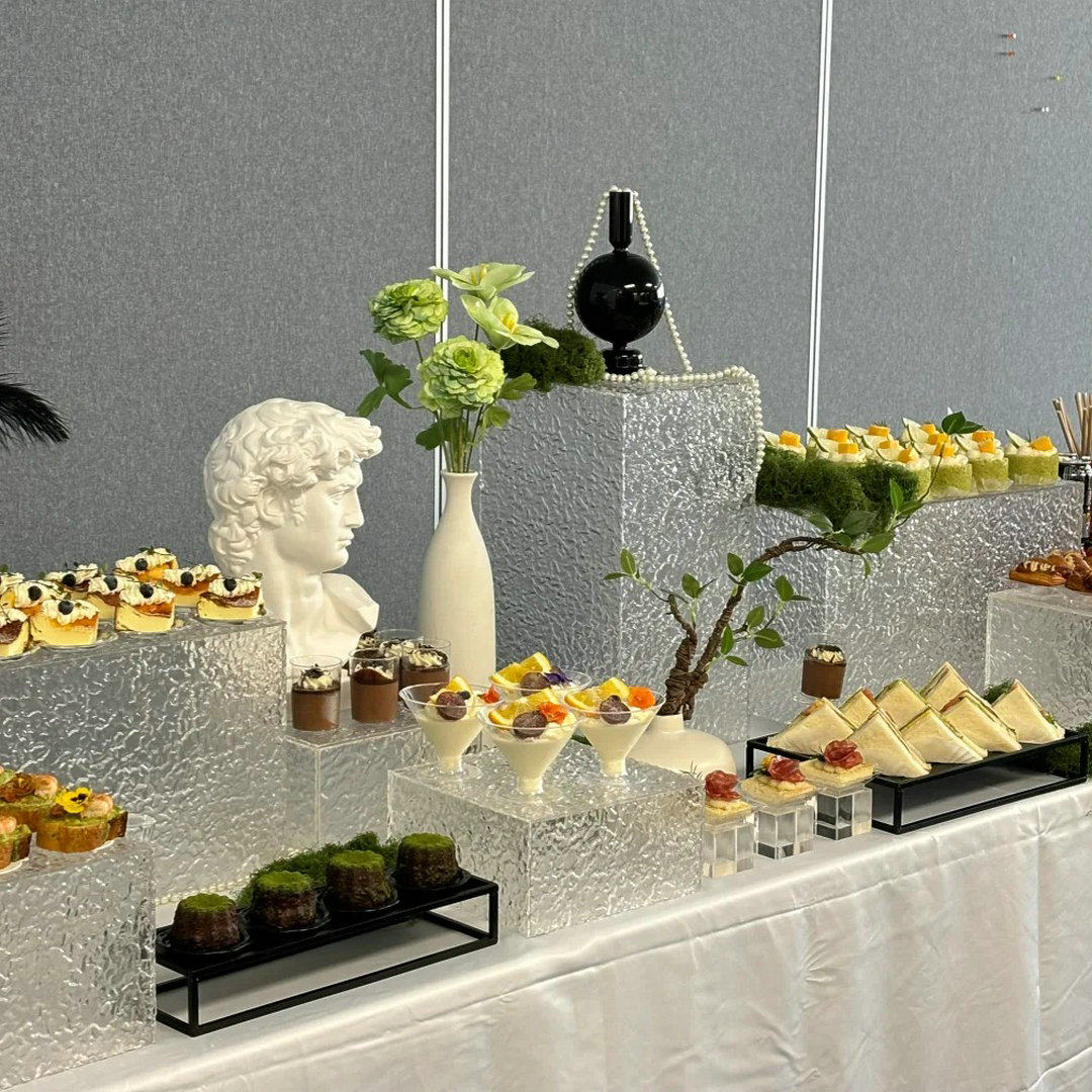 生日派对甜品台摆件亚克力甜甜圈展示架木质折叠三脚架糖霜饼干架