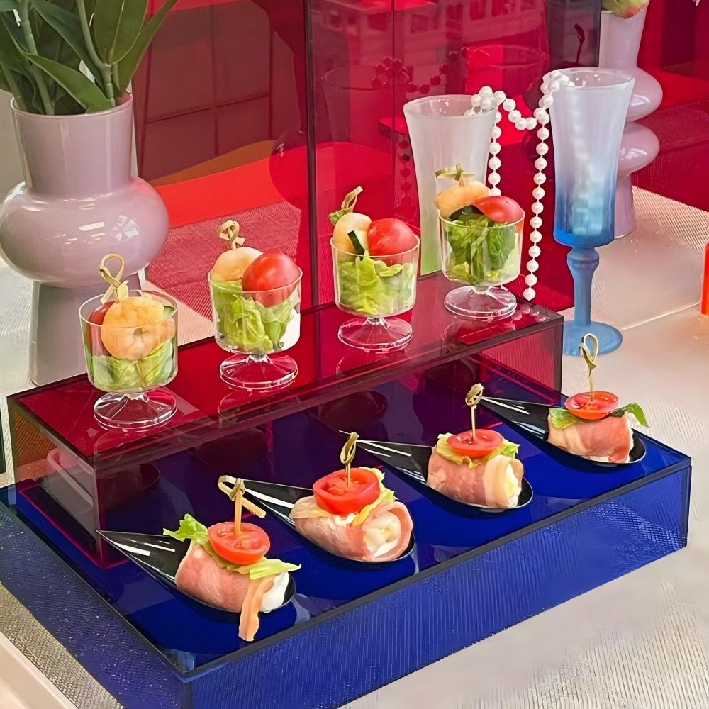 日式一次性水滴船形塑料餐勺甜品凉菜小托盘冷菜摆盘创意小吃碟子