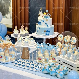 小王子主题甜品台蛋糕装 饰插件推推乐贴纸生日布丁杯封口纸摆件