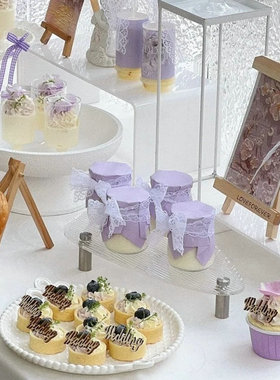 母亲节蛋糕装饰纸杯插件紫色系订婚甜品台wedding推推乐慕斯贴纸