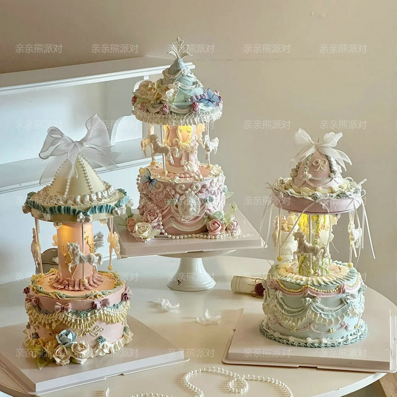 生日旋转木马烘焙展示台支架