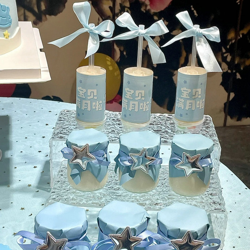 蓝色蛇宝宝周岁蛋糕装饰摆件插件