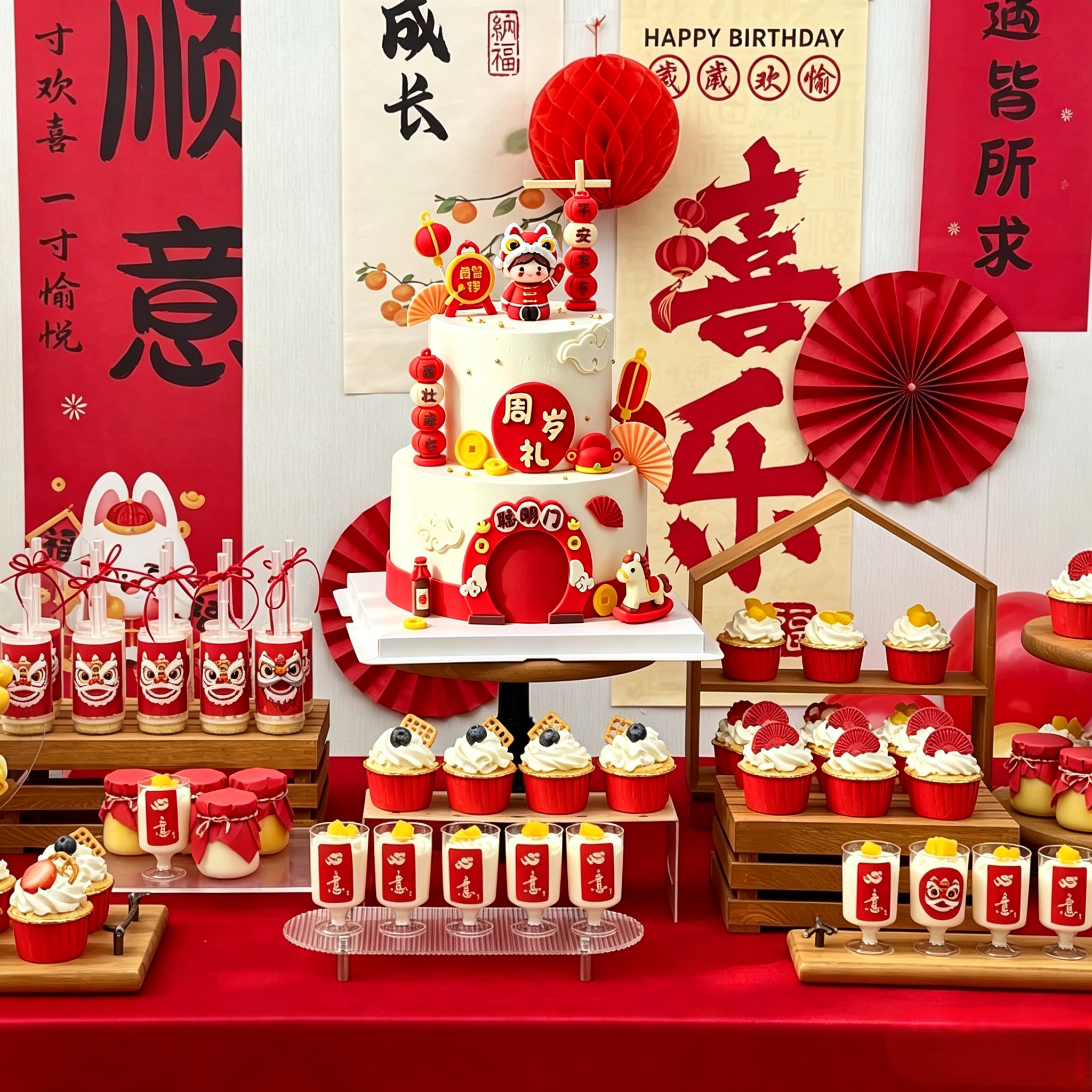 周岁蛋糕装饰摆件生日贴纸插件