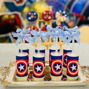 男孩生日甜品台装饰钢铁侠蜘蛛侠美国队长推推乐贴纸纸杯蛋糕插件