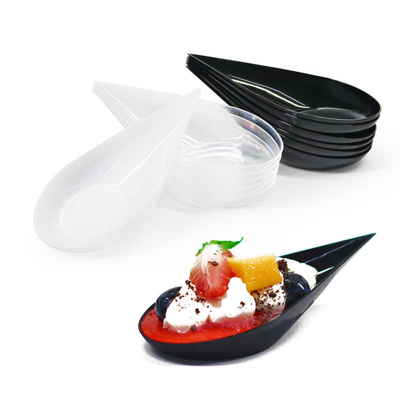 甜品点心摆台塑料水滴形勺子