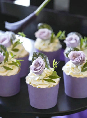 紫色纸杯蛋糕纸杯淋膜卷口防油玛芬杯一次性烘焙纸托烤箱用机制杯