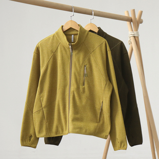 定织德绒立领拉链开衫 卫衣男日系复古户外加绒运动夹克外套秋冬