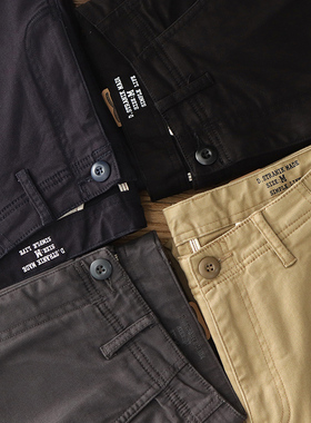 阿美咔叽Chino休闲裤美式复古微弹斜纹卡其春秋锥形小直筒长裤男