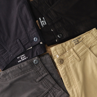 男 复古微弹斜纹卡其春秋锥形小直筒长裤 阿美咔叽Chino休闲裤 美式