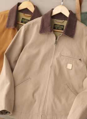 星际同款美式复古翻领工装猎装帆布底特律卡哈特夹克外套男秋冬厚