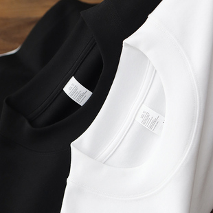 280G重磅春秋打底衫 T恤男黑 小领口白色上衣弹力保暖宽松休闲长袖