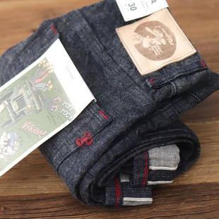丹宁长裤 复古男士 子 男水洗脱桨直筒休闲美式 重磅竹节赤耳牛仔裤