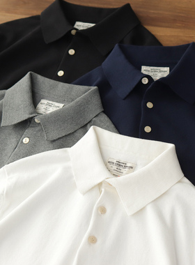 秋季新款美式复古翻领针织POLO衫纯棉线衣套头打底休闲毛衣长袖男