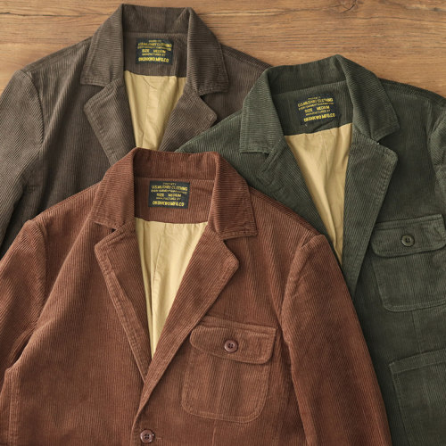 复古灯芯绒休闲男士西装外套