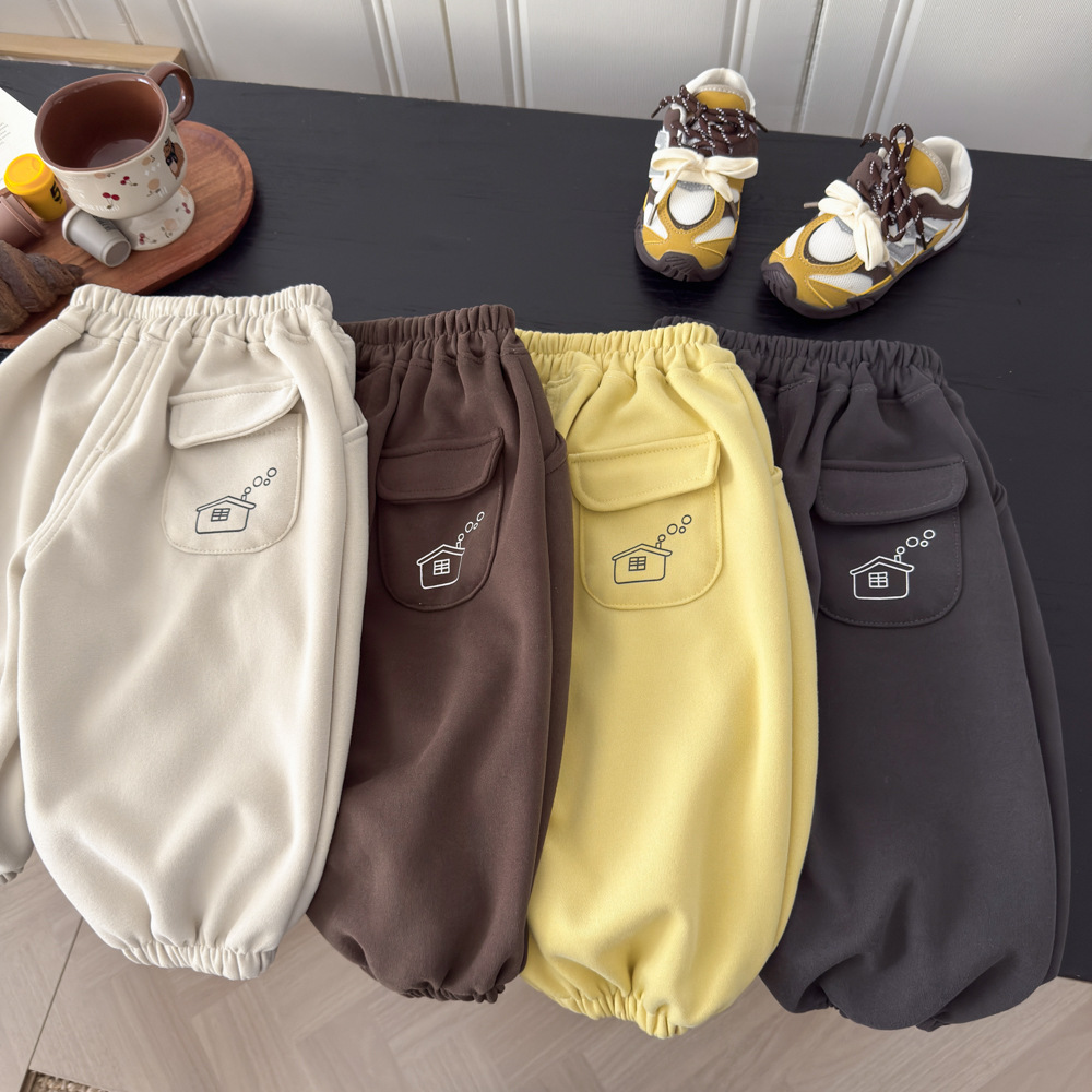 外贸童装男童运动裤秋装男女宝裤子儿童百搭米色长裤潮范新款休闲