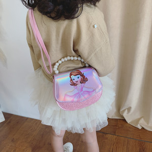 女童儿童包包公主时尚包艾莎镭射斜挎包手提包美爆宝宝迷你果冻包