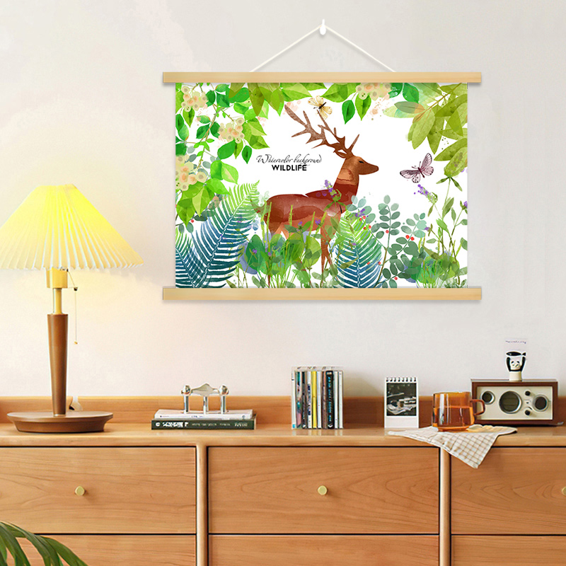 植物背景布ins挂布床头卧室挂画布艺电表箱挂毯装饰画竖版简约图片