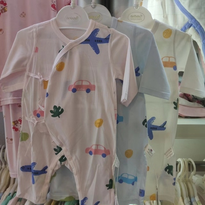 安宝儿绑带哈衣纯棉夏季舒适柔软