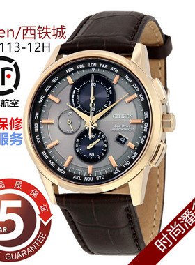 Citizen西铁城光动能电波表商务万年历男表AT8113-12H/04H AT8110