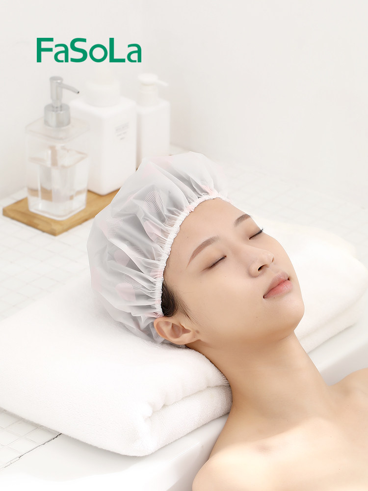 여성용 FASOLA 샤워 캡 방수 목욕 샤워 캡 주방 안티 오일 흄 특수 헤드 커버 두꺼운 헤어 커버 모자