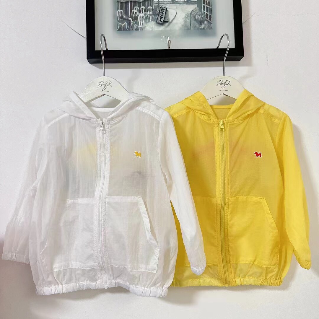 蓝狗城堡童装出口韩国品牌男女童宝宝连帽拉链防晒衣皮肤衣