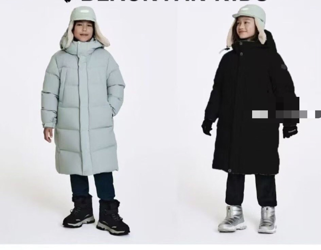 出口韩国新款儿童男女同款中长款鸭绒连帽羽绒服120-165