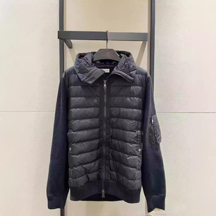 羽绒服拼接针织连帽开衫 M家24男士 毒家现货 羽绒服外套 正确版