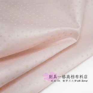 洛丽塔粉底白点水玉点莱赛尔仿真丝布料仙女装雪纺棉连衣裙面料