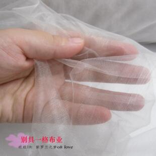 浅灰色细闪有光欧根纱玻璃纱洛连衣裙蓬蓬裙袖桌布纱帘手工布面料