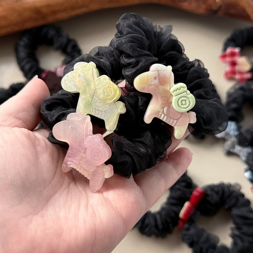 【马上有宝】醋酸发圈简约新中式小马款头绳花苞头丸子头皮筋发绳