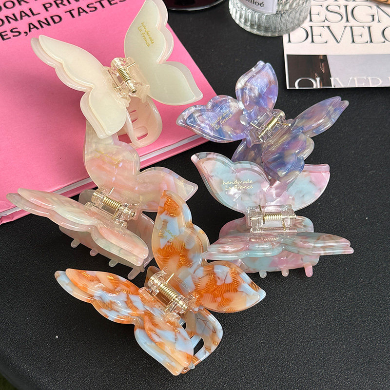 【双层蝴蝶】夏日超仙幻彩欧美辣妹抓夹韩国气质醋酸小众鲨鱼夹女,饰品/流行首饰/时尚饰品新,发饰,淘宝优惠券,粉丝福利购,淘宝优惠卷