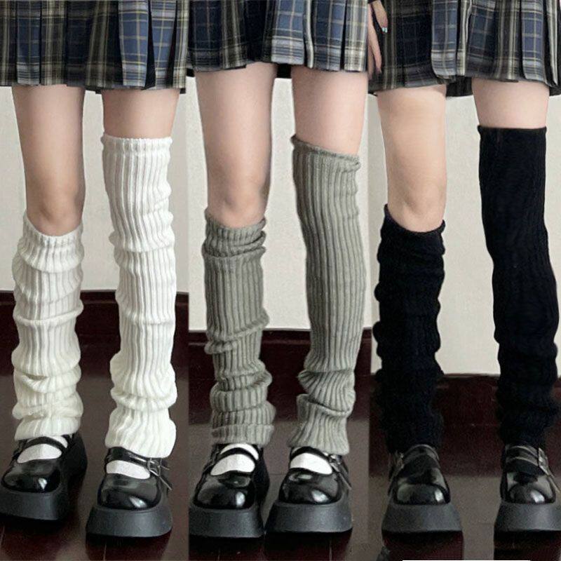 秋冬宽松腿套日系少女百搭堆堆袜金属标袜套保暖针织鞋套