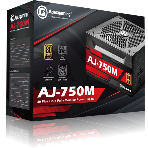 美商 艾湃电源AJ650 750 850全模组电源全日系电容80PLUS金牌认证