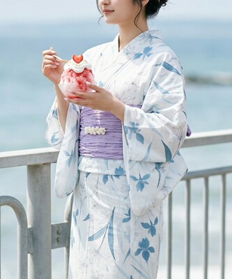 日单浴衣日本传统款和服YUKATA棉麻质地少女连衣裙202606015