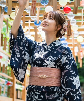 日单浴衣日本传统款和服YUKATA棉麻质地少女连衣裙202606162