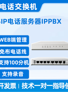 IP电话交换机IPPBX支持100分机SIP电话服务器语音网关程控交换机