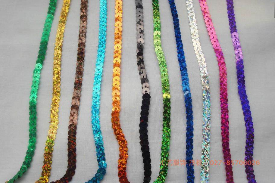 新款亮片花边镭射七彩外贸亮片卷/连线珠片/服饰配料