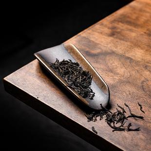 复古鎏金茶则粗陶手工陶瓷家用茶匙茶拨日式禅意功夫茶具配件茶铲