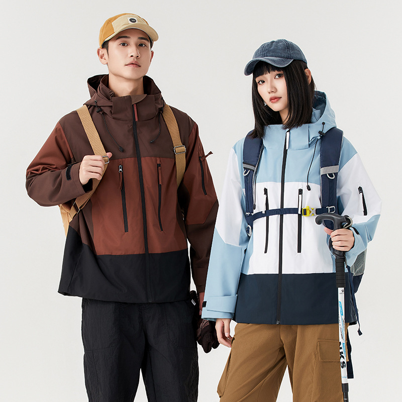 奥粒绒冲锋衣三合一可拆卸保暖旅行登山服情侣时尚潮流夹克外套