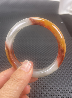 云南龙陵天然黄龙玉茄子山金沙料手镯57*12*9mm