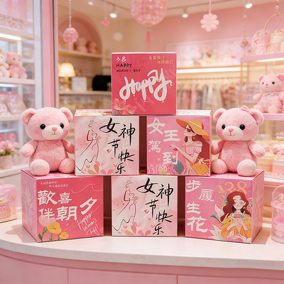 三八女神节装饰盒子摆件珠宝店38妇女节活动氛围店铺场景布置道具