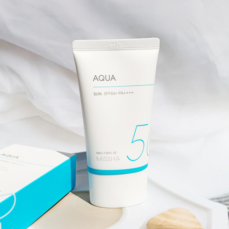 韩国Missha谜尚AQUA清爽水润防晒乳霜啫喱SPF50保湿不油腻成膜