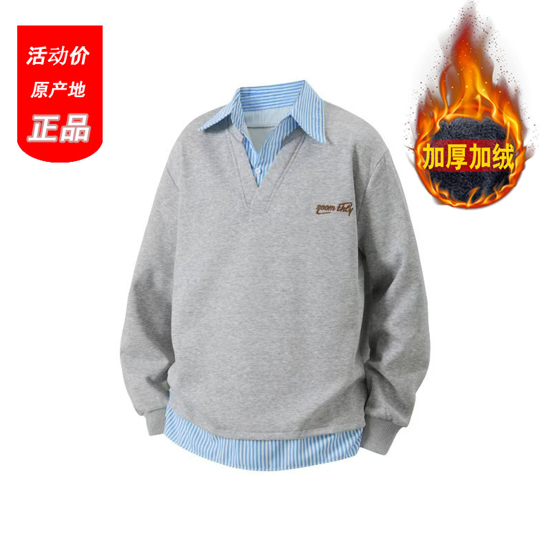 衬衫领美式polo衫翻领长袖正肩t