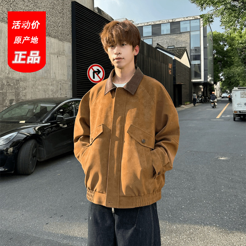 美式绒面皮衣外套秋季潮情侣夹克