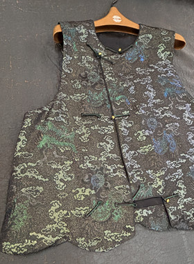 [水墨生香]张林根正绢秋冬新款新中式蚕丝内胆棉马甲HS90760