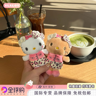 日本ULALOV 美版爱心豹纹Kitty包包挂件玩偶可爱辣妹美式豹纹包挂