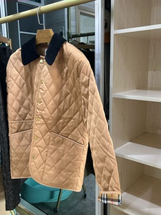 非市场货~深圳南油欧货高端女装BB翻领经典菱格纹棉服外套中长款